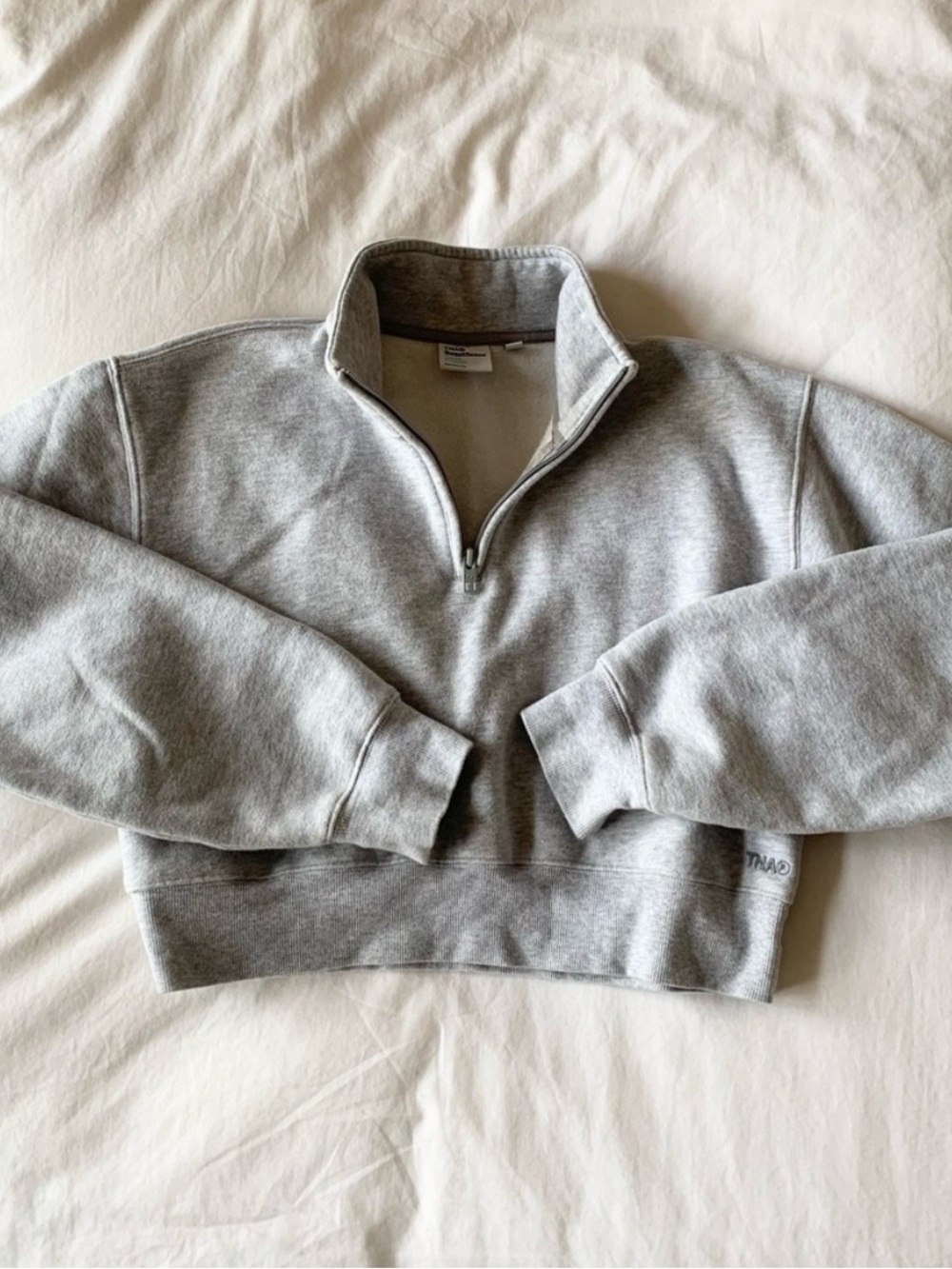 TNA Light Gray Quarter-Zip Crewneck Sweater